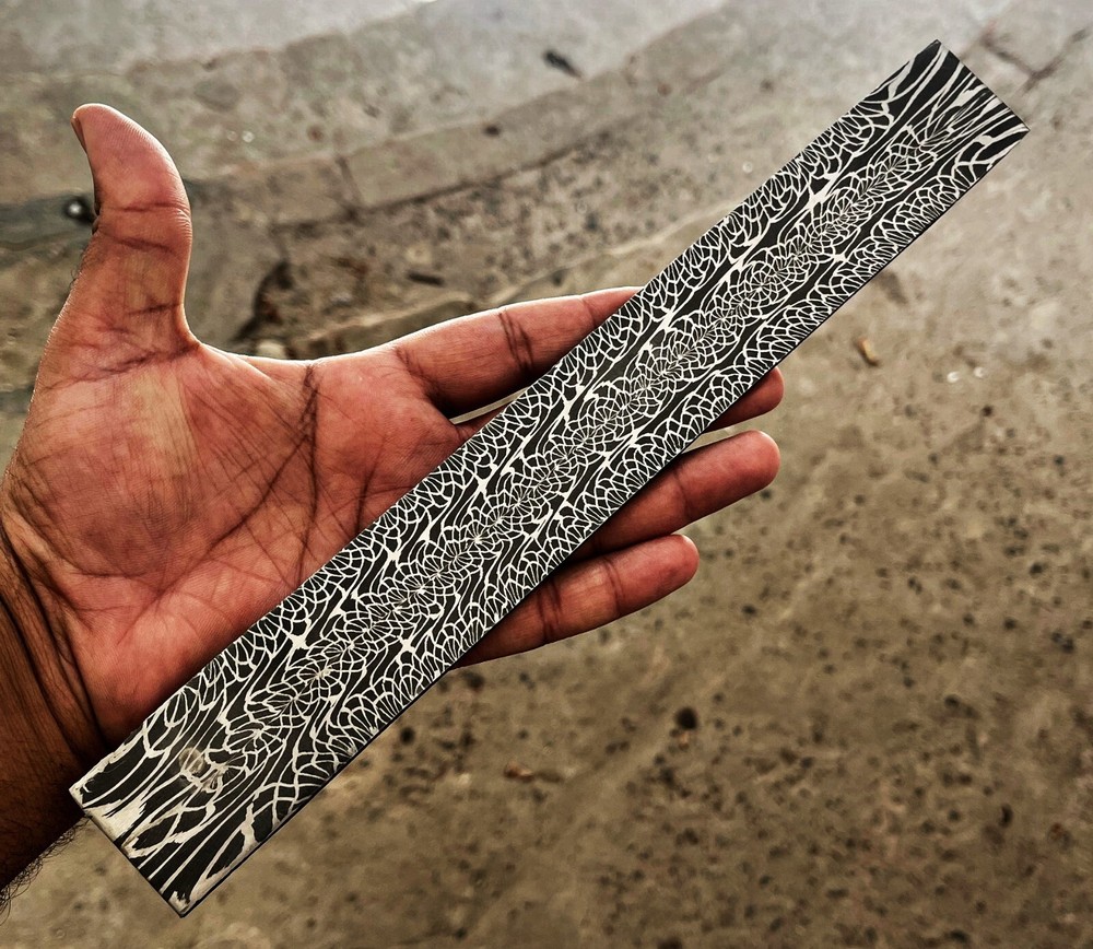 Custom Made Mosaic Damascus billet for making knife spirograph pattern DF041