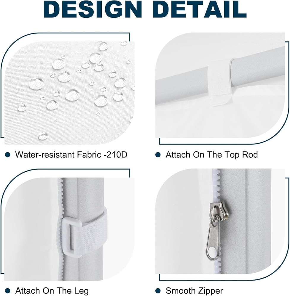 10x10ft White Canopy Side Wall - Easy Installation & Spliceable Design