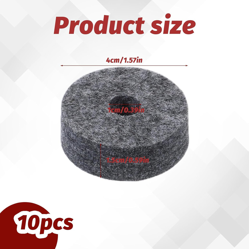 Soft Cymbal Stand Felt Washer 10 Pcs Round Replacement for...
