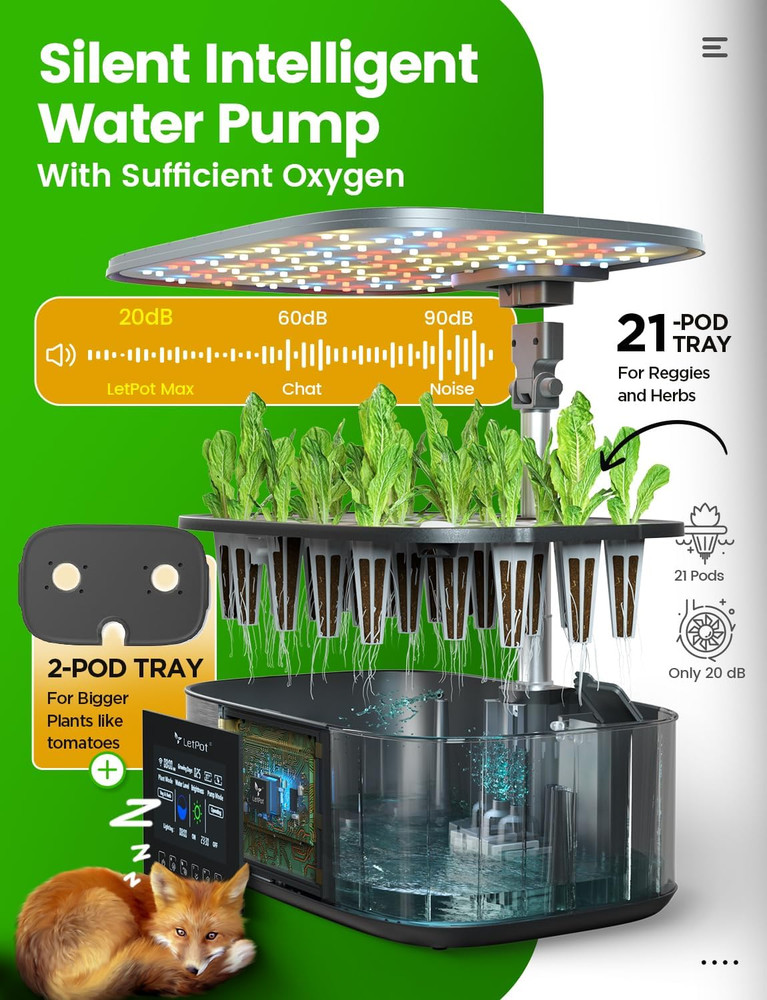 Letpot Lph-Max Hydroponics Growing System Kit, 21 Pods APP & Wifi Automatic Cont