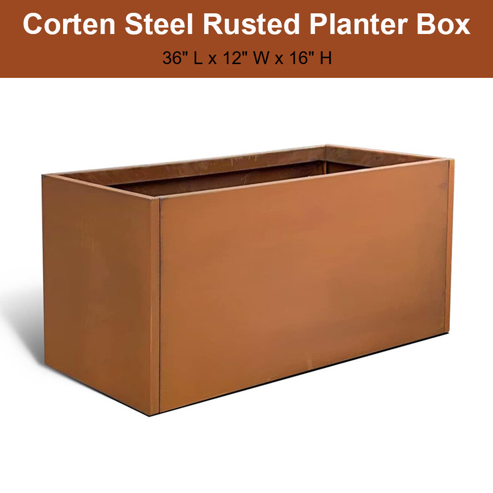 36x12x16 inch Corten Steel Planter Rectangular Planter Rustic Metal Planter Box