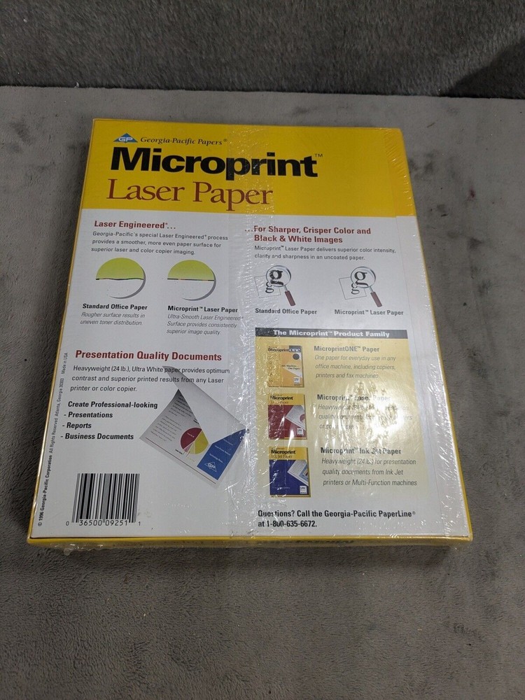 MicroPrint Laser Paper 200 Count Sheets 8.5” X 11” - Unused