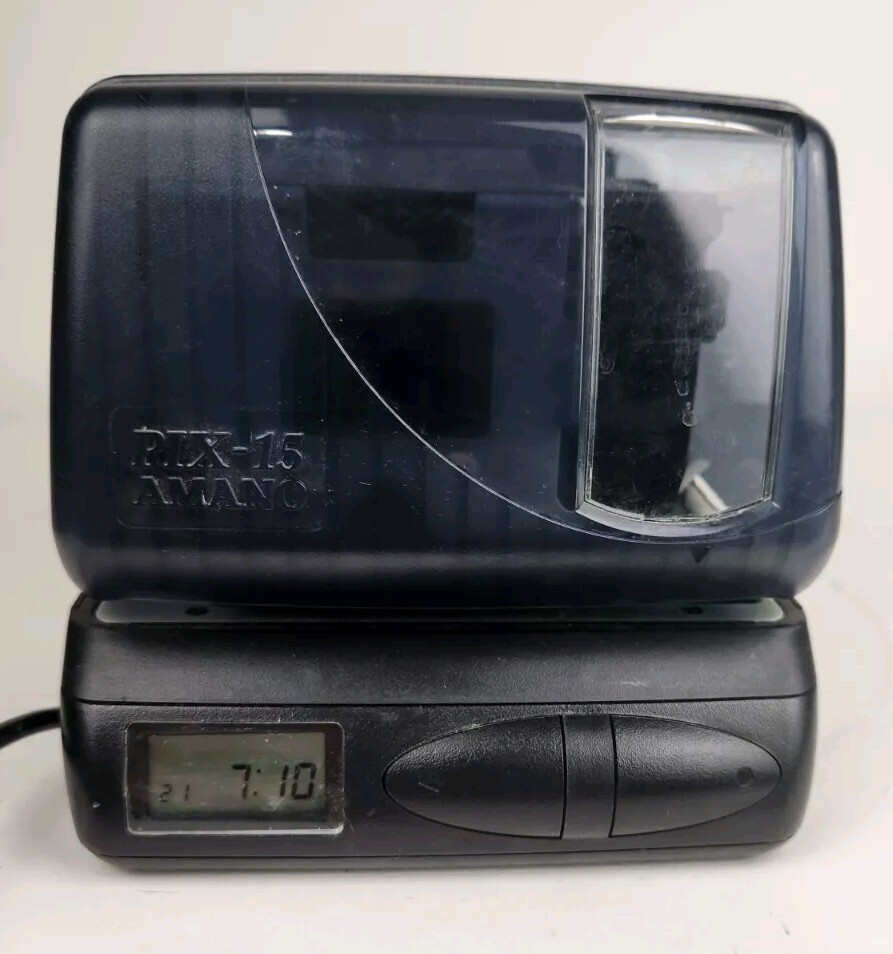 Pix-15 Amano Time Clock Recorder  Electronic Digital NO KEY (TESTED)