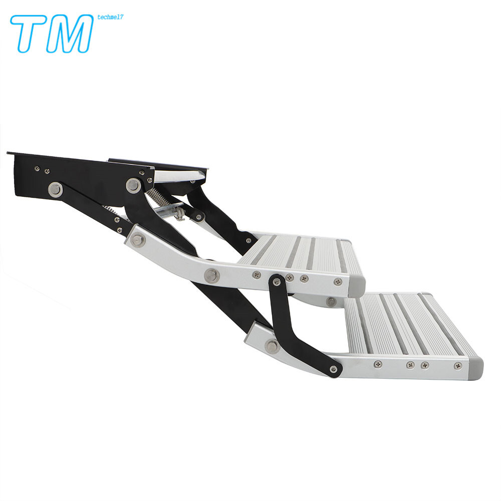 RV Camper 2 Step Platform Steps Stair Anti-Slip Aluminum Pull Out Retractable