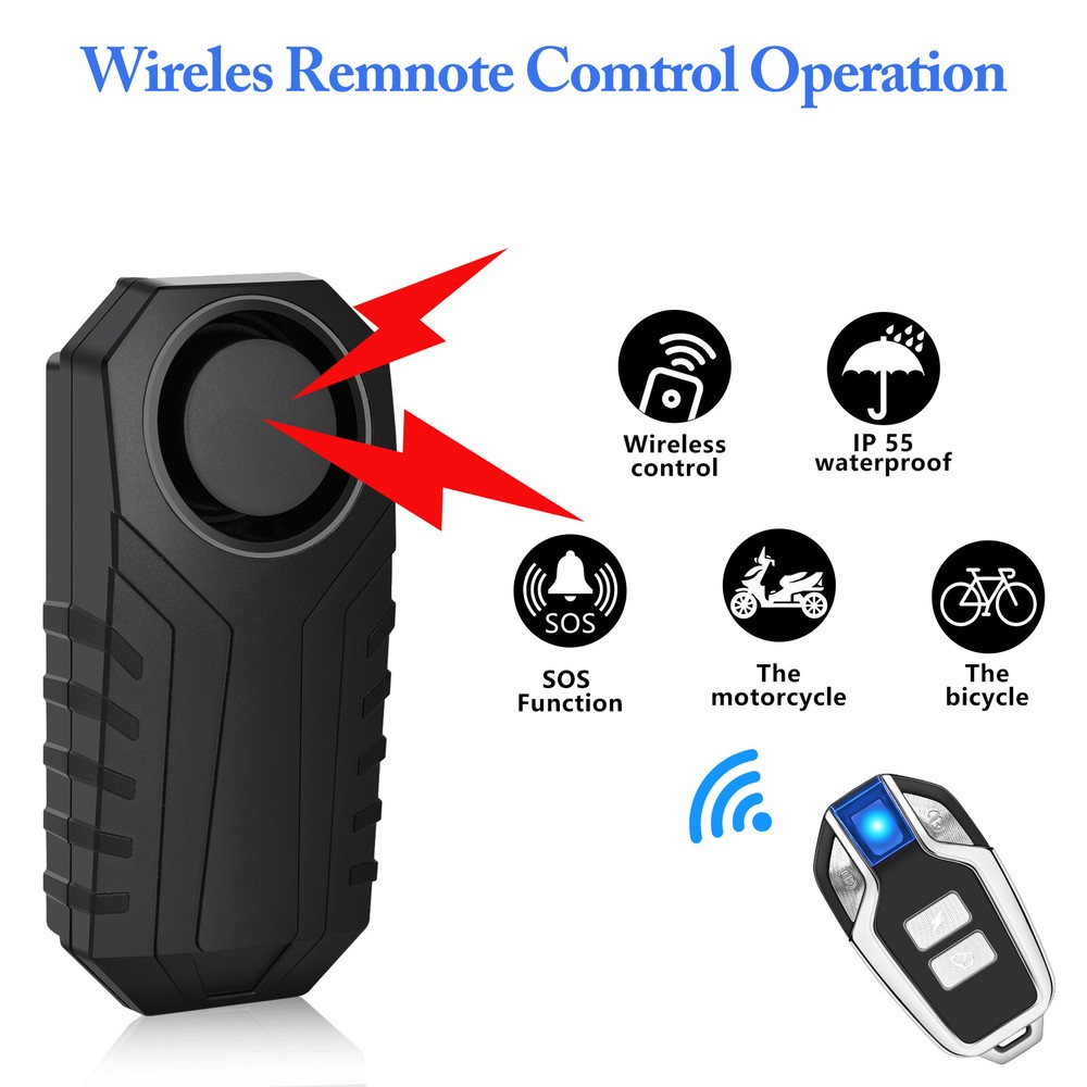 Pro-Wireless Security Vibration Motion Detector, 113 dB, Waterproof, Pocket Size