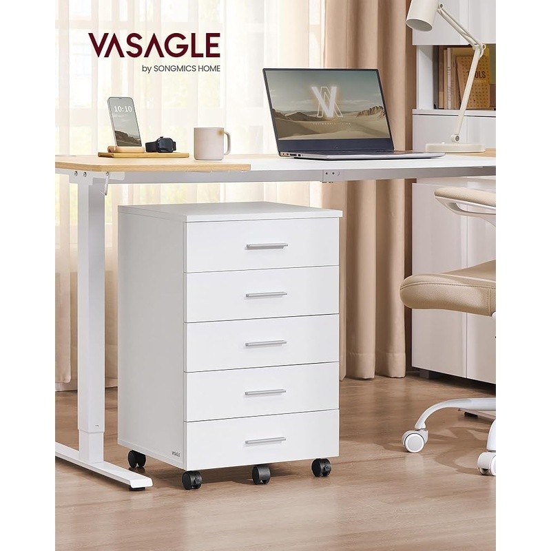 5 Drawer Mobile File Cabinet Easy Assembly Lockable Rolling Storage Unit Home