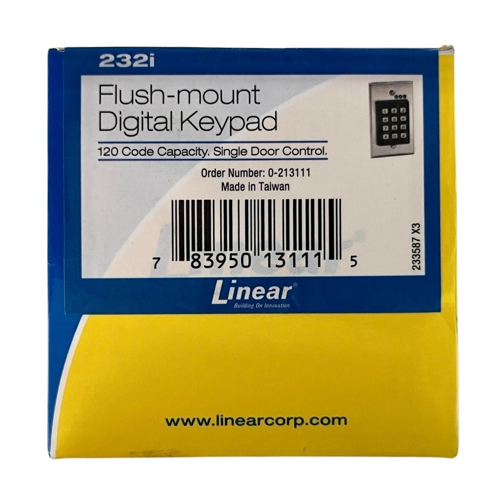 Linear Door Gard 232i Flush Mount Digital Keypad Indoor