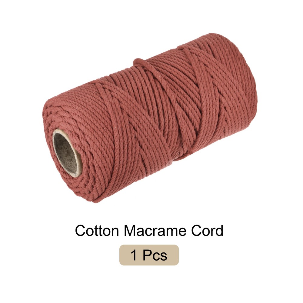 0.2" 328 Feet Macrame Cord, Cotton Cord Rope String 4 Strands Rust Red
