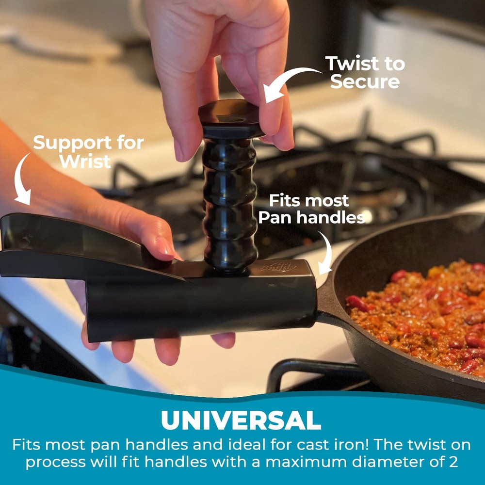 Pan Buddy™- Vertical Attachment for Pan Handle- Adds Leverage and Support- Ma...