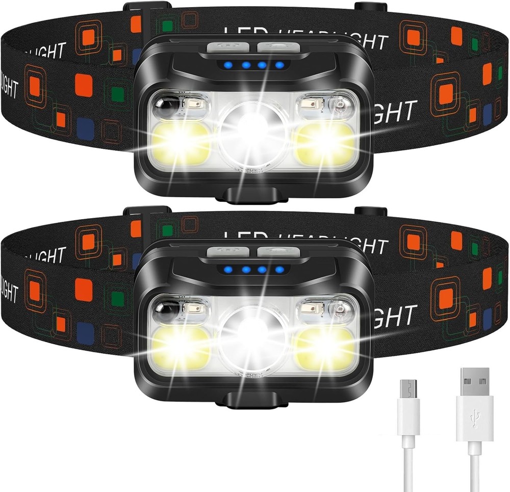 Headlamp Rechargeable, Lumen Super Bright Motion Sensor Head Lamp Flashlight,...