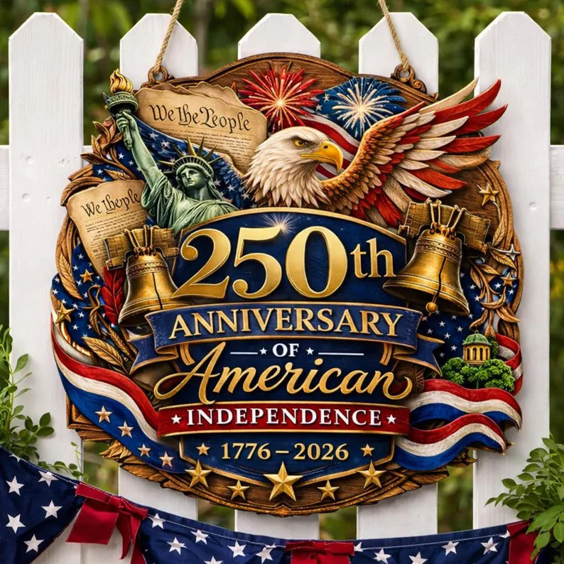 Personalized USA 250th Wall Sign with Rope