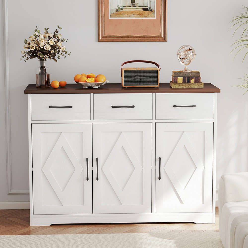 Modern Farmhouse Sideboard Large Capacity Multifunctional Buffet Storage Cabinet