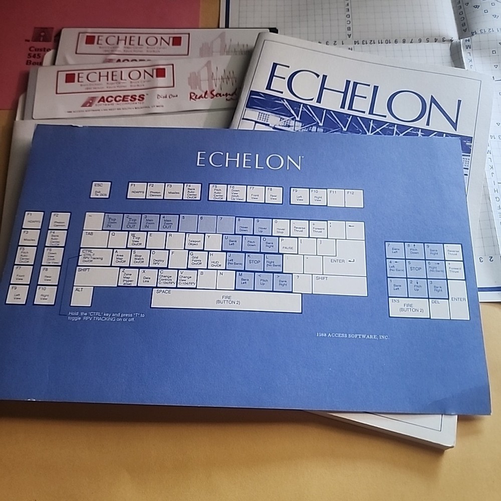 Echelon PC Game 1988 (IBM Tandy) Access Software 5.25" Disks