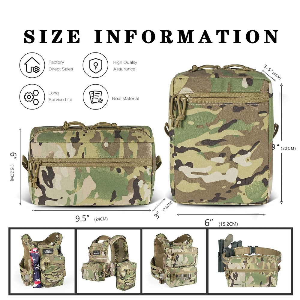 Tactical GP Wide/Tall Pouch,Molle General Purpose Pouches,Structured Horizont...