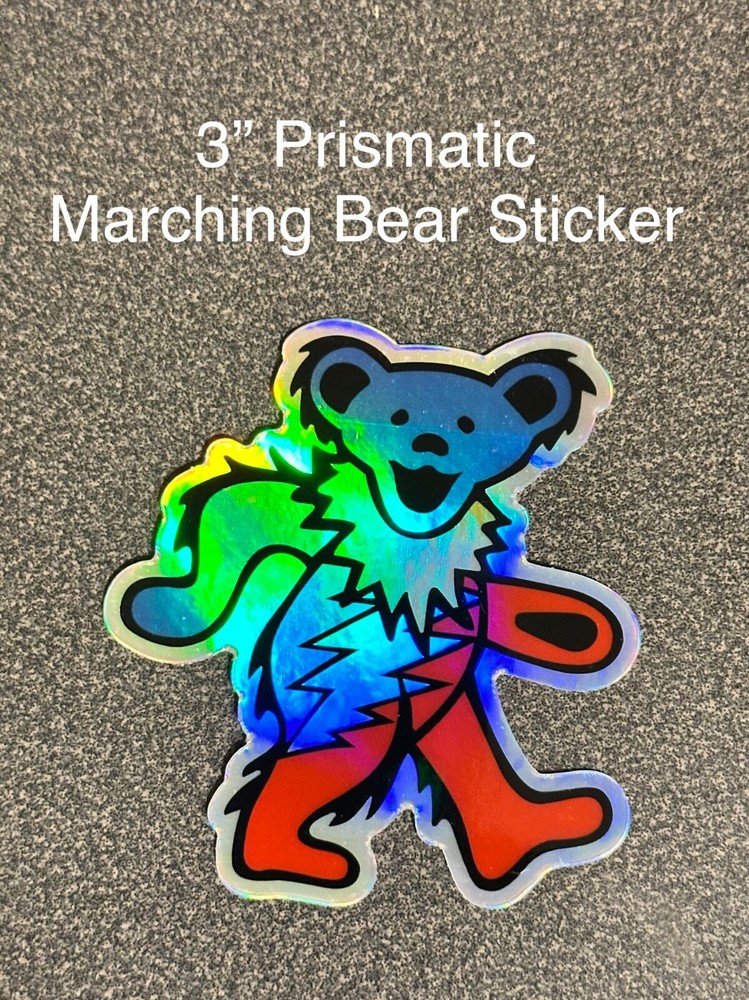 NEW! Grateful Dead - 3” Prismatic Red, White & Blue Marching Bear Sticker