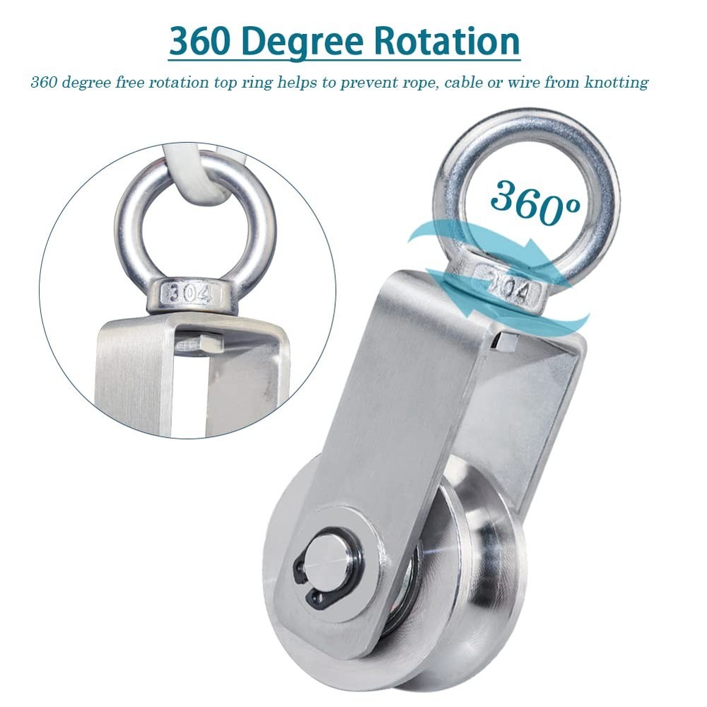 Cable Pulley Wheel Stainless Swivel 2 Pack New