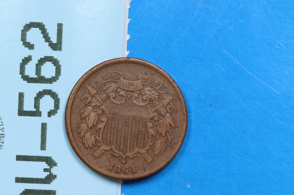 1864 2C TWO 2 CENT PEICE COPPER EARLY US TYPE COIN RW-562