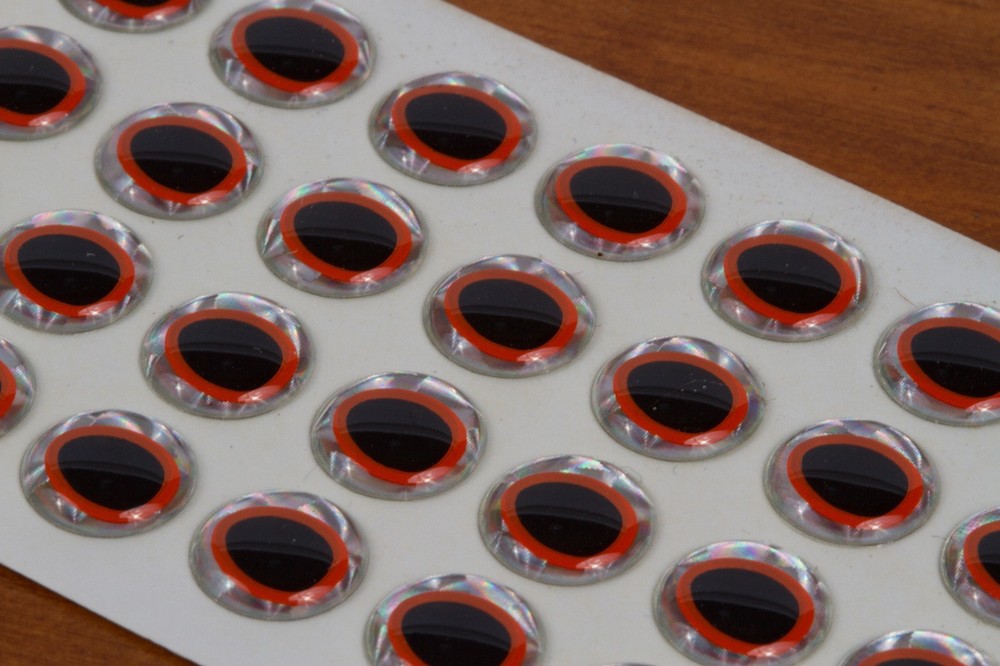 Erleng's Dome Eyes 3/8" - 48 pkg. Silver - Black/Orange Pupil