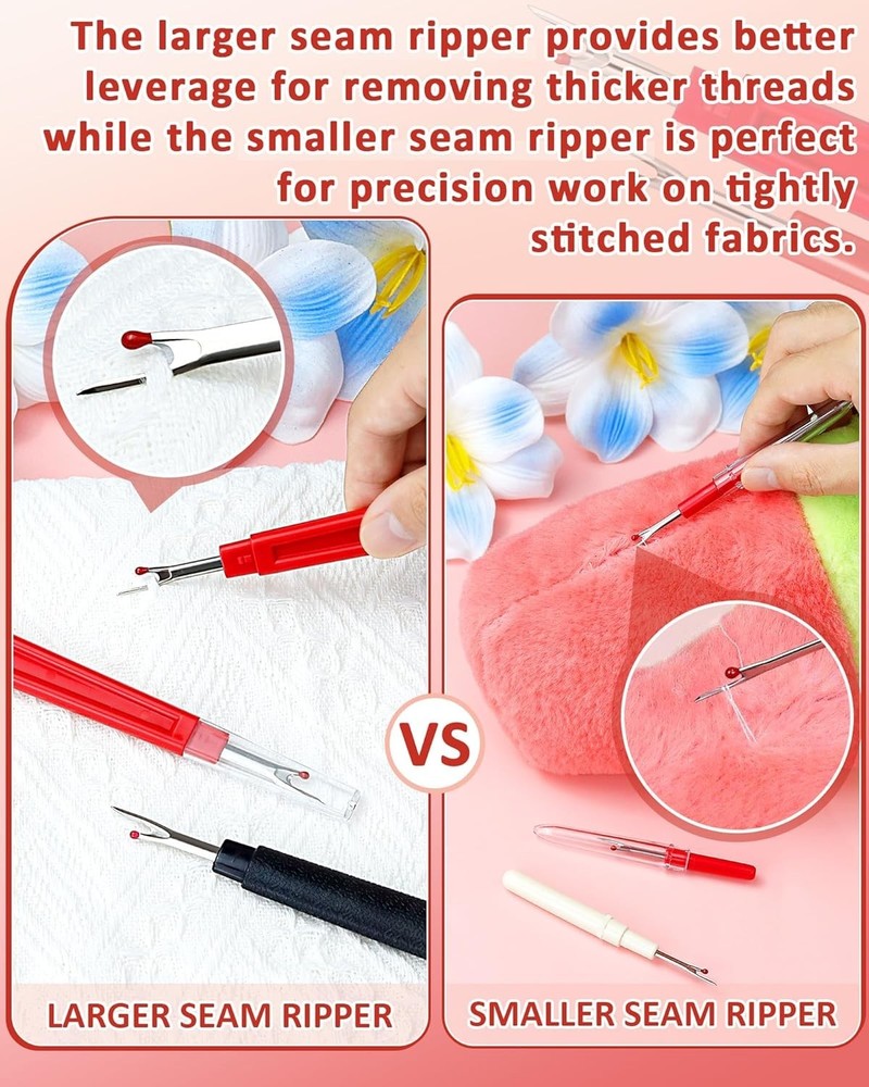 Seam Rippers for Sewing – 2 Big and 2 Small Stitch Remover Tools, Thread Ripp...