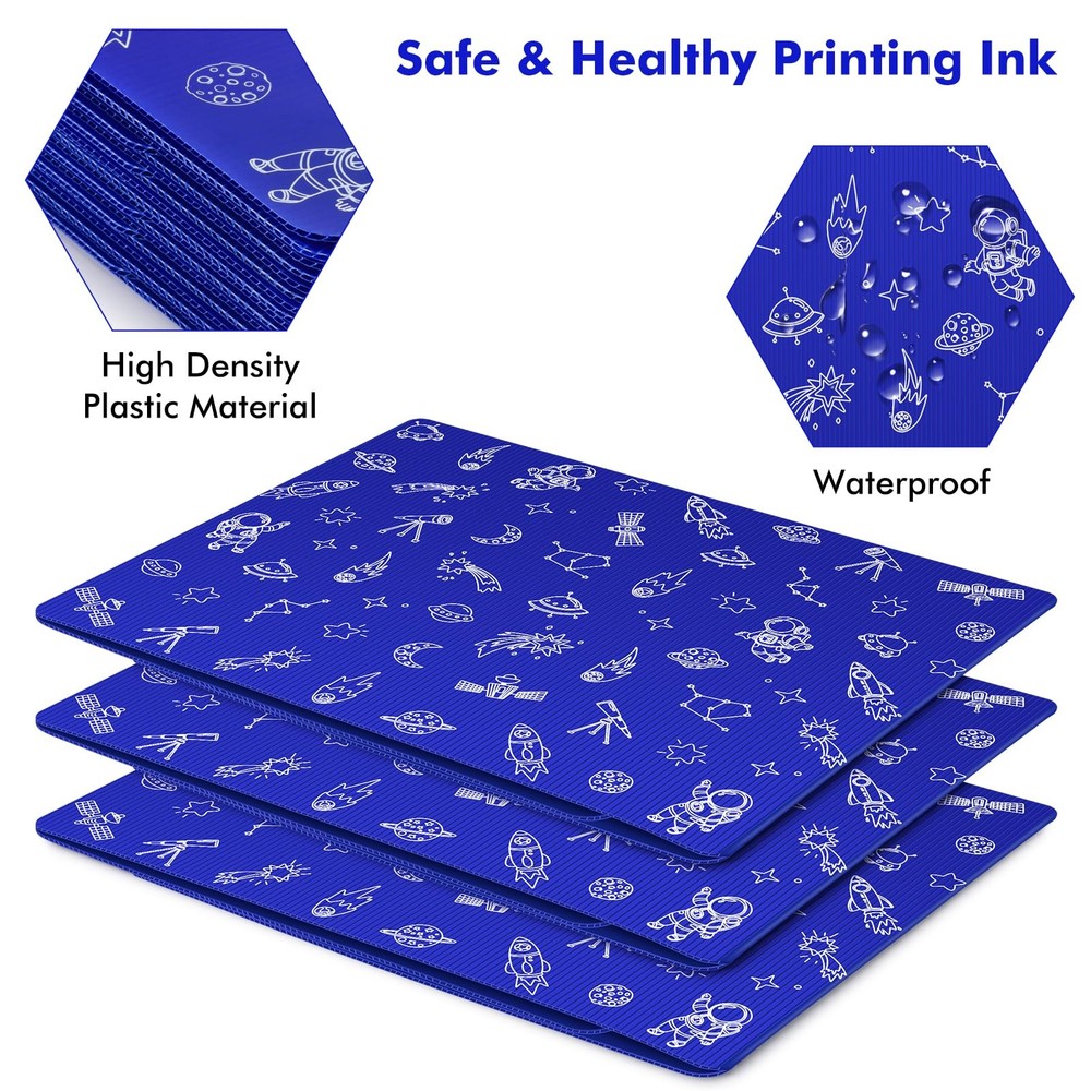 Blue 24Pack Desk Dividers for Students, Space Style Plastic Study Carrel Divi...