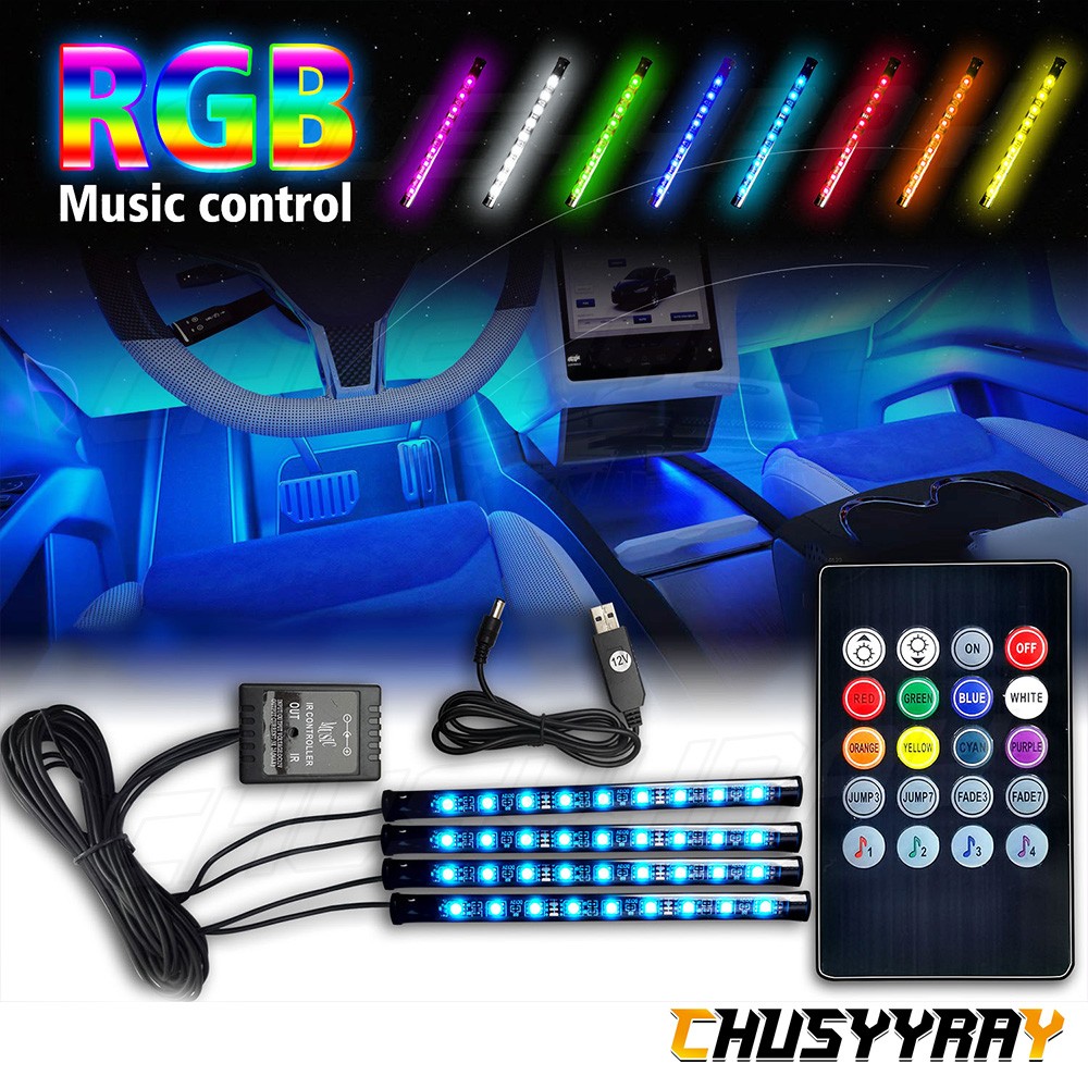 4Pcs RGB PC Case LED Strip Computer Light Bar PC Game Light With remote control