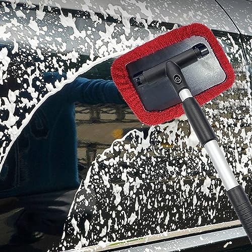Car Windshield Cleaner, Microfiber Auto Cleaning Wiper with Red-Rectangle