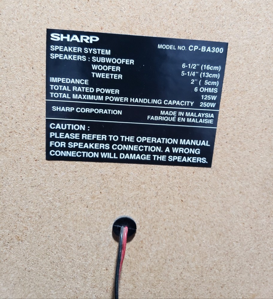 SHARP Mini Component Shelf System - CD-BA300 - Tested, Dual Sided Speakers, READ