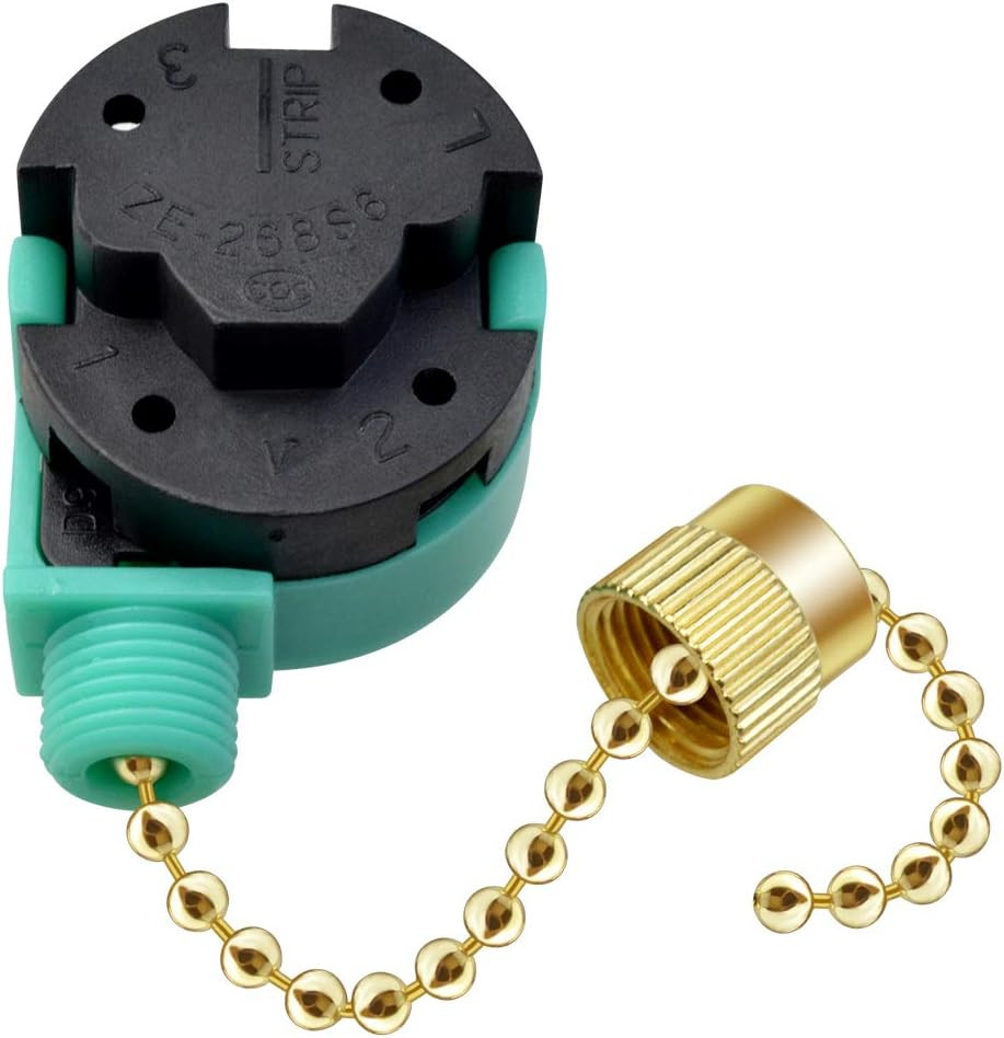 3 Pack Ceiling Fan Switch 3 Speed 4 Wire Zing Ear ZE-268S6 Fan Pull Chain Switch