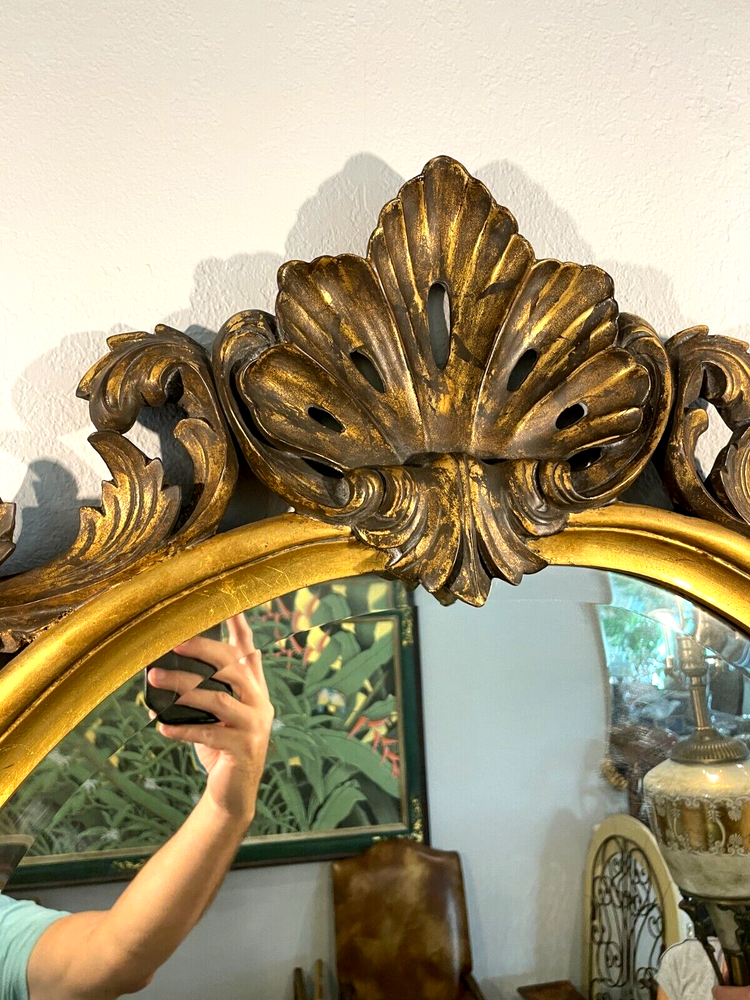 Vintage John Richard Ornate Rococo Solid Wood Gilded Frame Mirror 54" x 33"