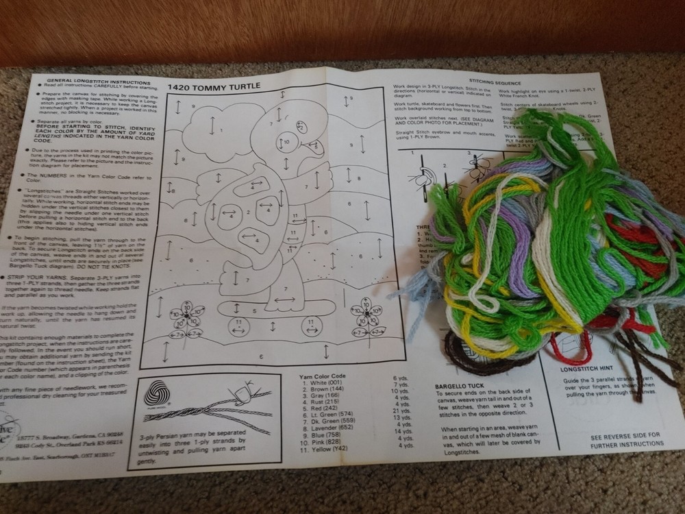  Creative Circle Kit #1420 Tommy Turtle Skateboard Fun Needlepoint Longstitch 