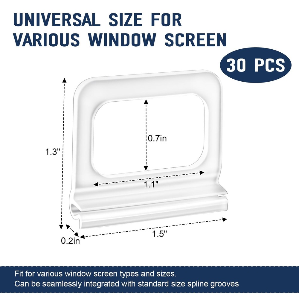 Window Screen Pull Tabs 30 Pack Universal Spline Channel Pull Lift Tab Plasti...