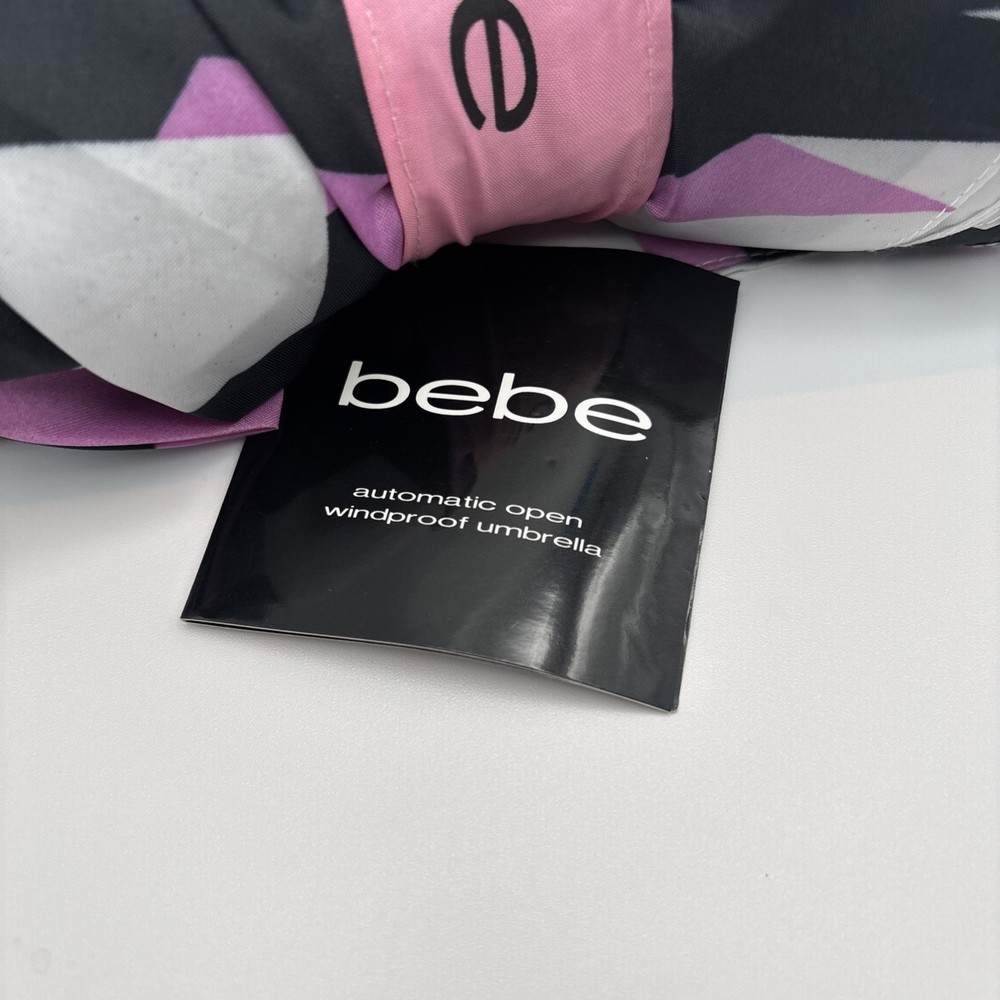 BEBE AUTO open umbrella WINDPROOF PINK/black STRIPES NWT