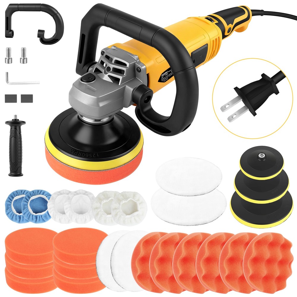 2000W Car Polisher Polishing Machine Kit Buffer Sander Variable 7 Speed w/Pad