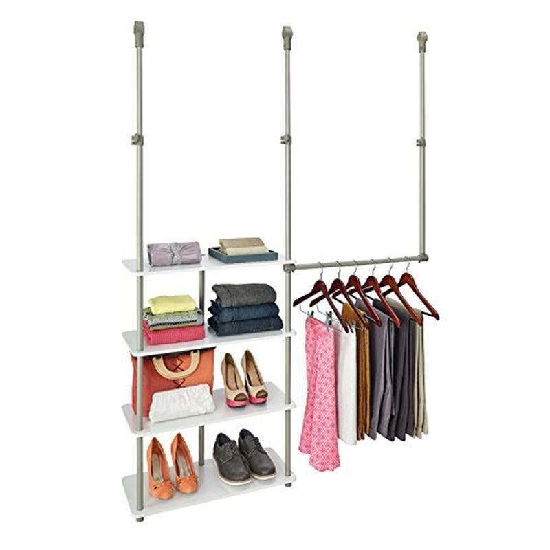 Closet Maximizer 4 Shelf Adjustable Double Hang Rod Tool Free Assembly New