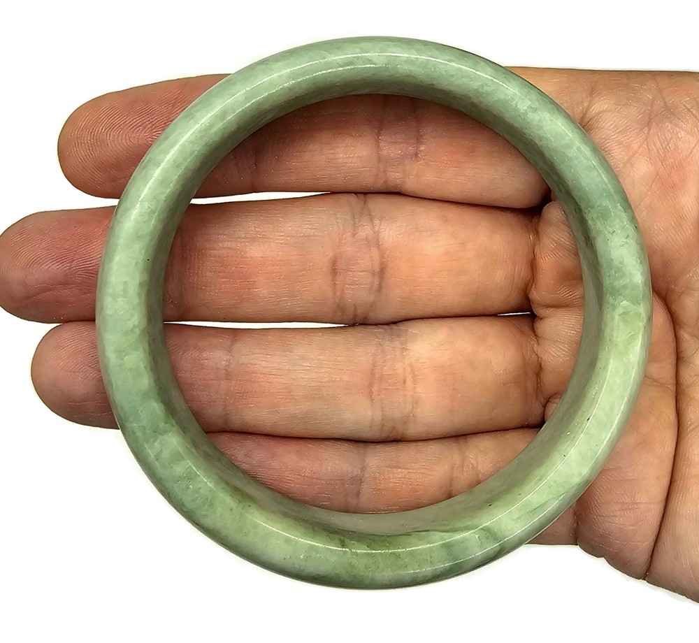 Solid Jade Bangle, 58mm Diameter, Green Nephrite Jade, Protection Gem, Lucky Gem