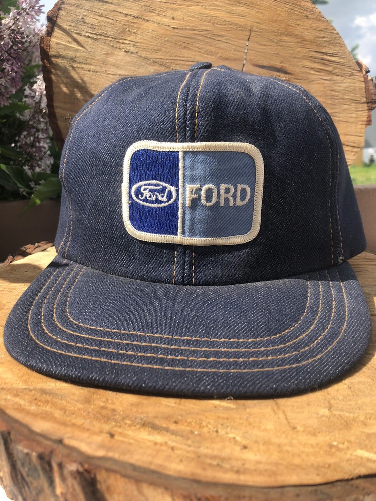 Vintage Ford Denim Snapback Trucker Hat Cap
