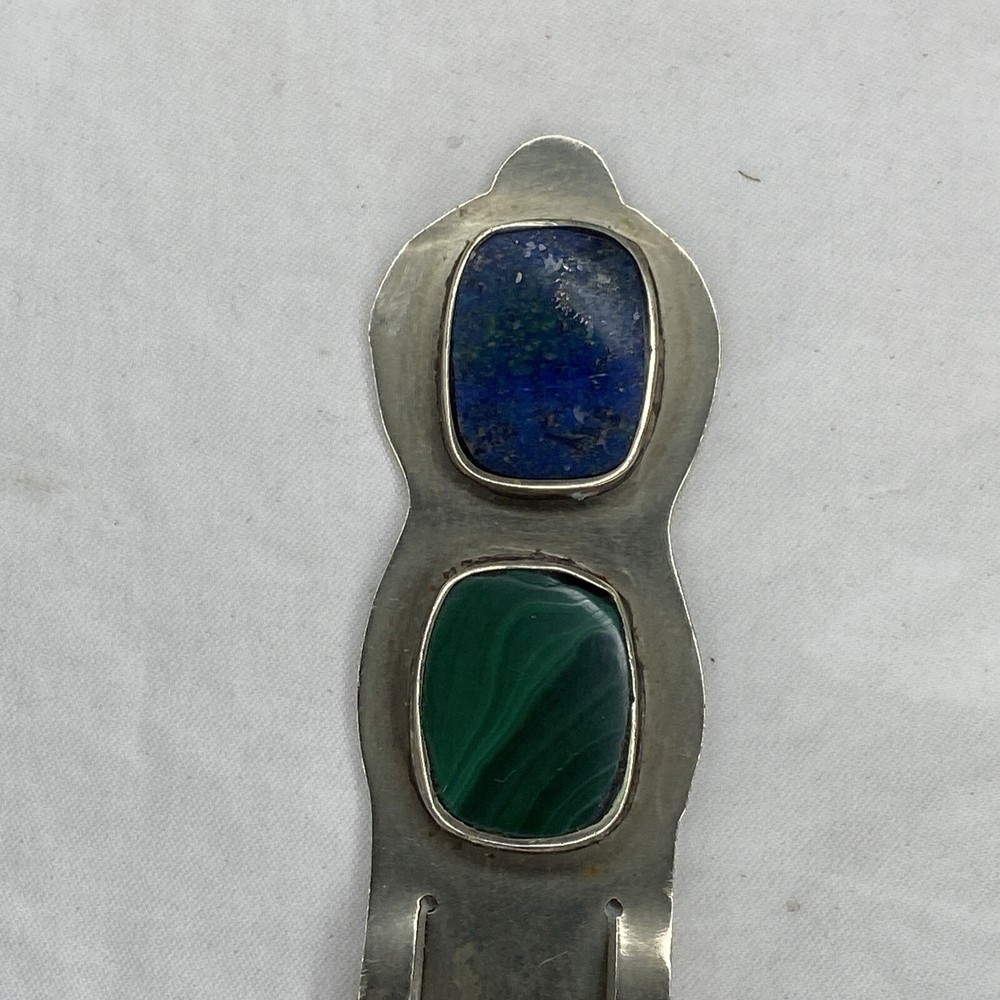 Sterling Silver Book Mark with Azurite & Malachite Accent Marked Chile