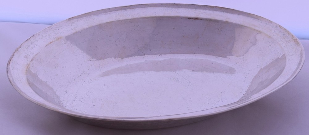 Large 18th Century Spanish Colonial solid Silver Deep Dish bowl antique handmade
