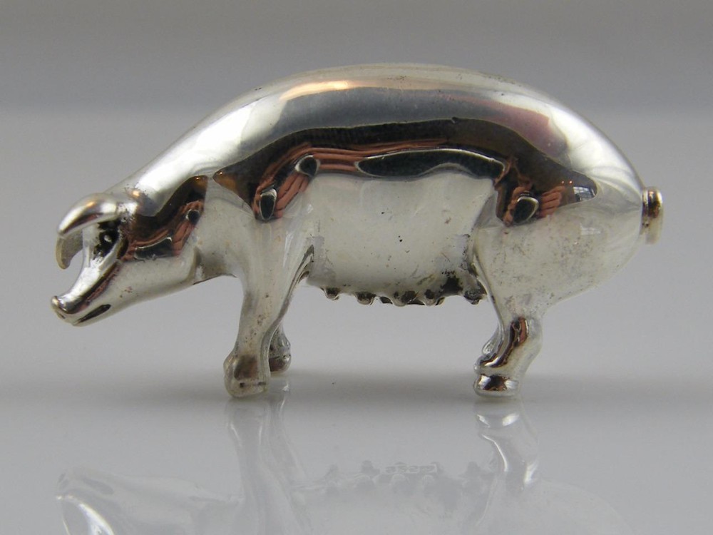 NOVELTY STERLING SILVER PIG MINIATURE