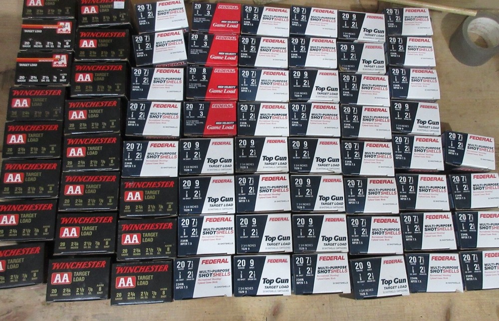 68 Empty 20 Ga Shotshell Boxes for ammo storage. (sh)