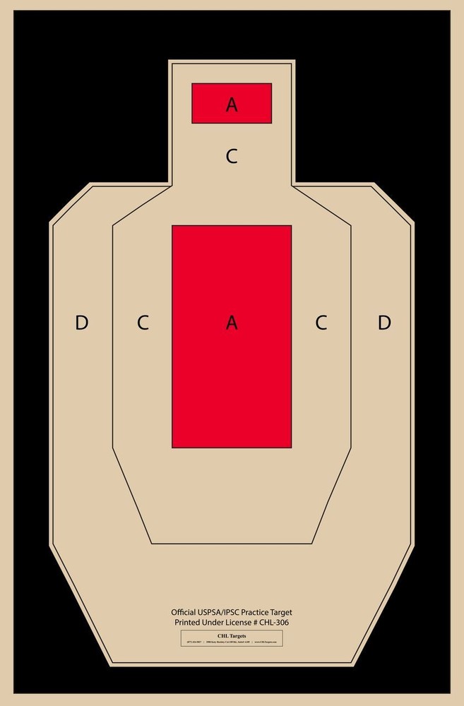 USPSA/IPSC (P) RC (Torso) (Red Center) (100 Target Pack)