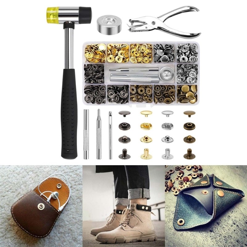 120 Sets Snap Button Press Studs with Fixing Tool for Clothes Repair Leather