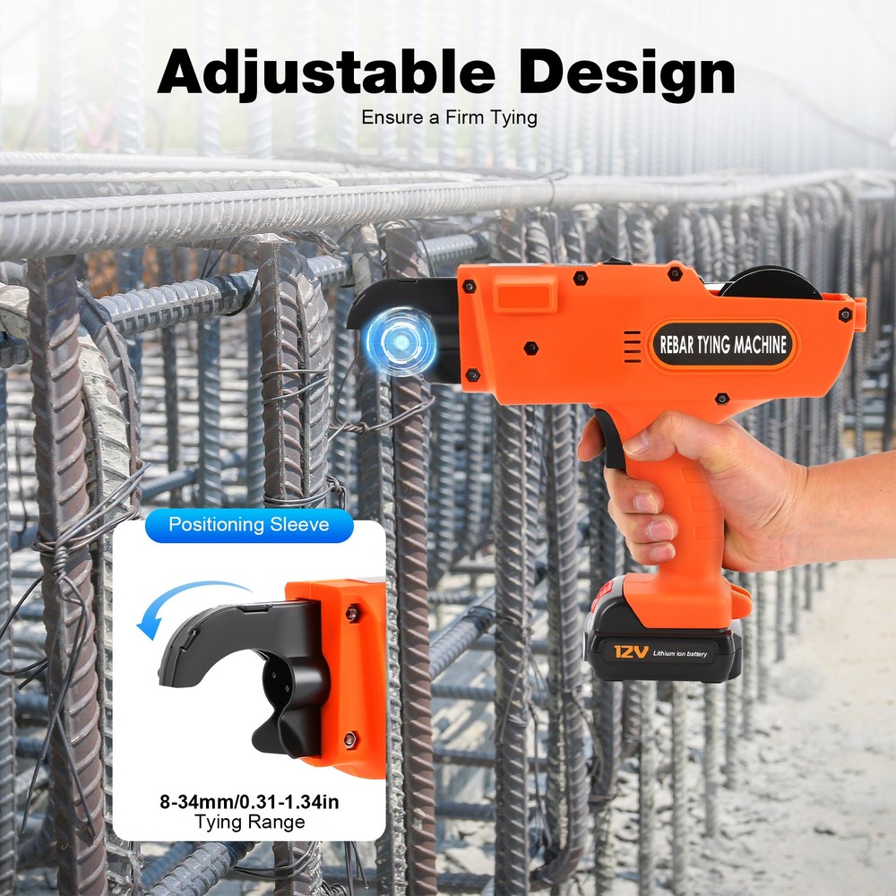 Orange Automatic Rebar Tying Machine Rebar Tier Tool single Battery 8-34mm