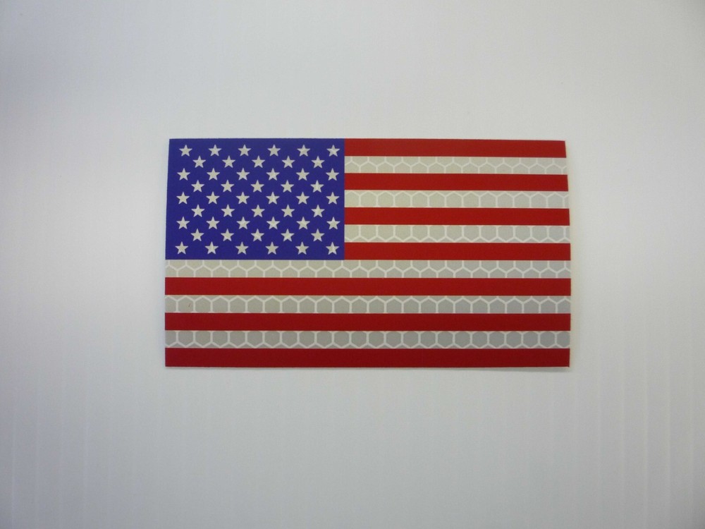 USA FORWARD RED & BLUE ON RFFLECTIVE 3.5"X2" SCREEN PRINTED SOLAS STICKER DECAL