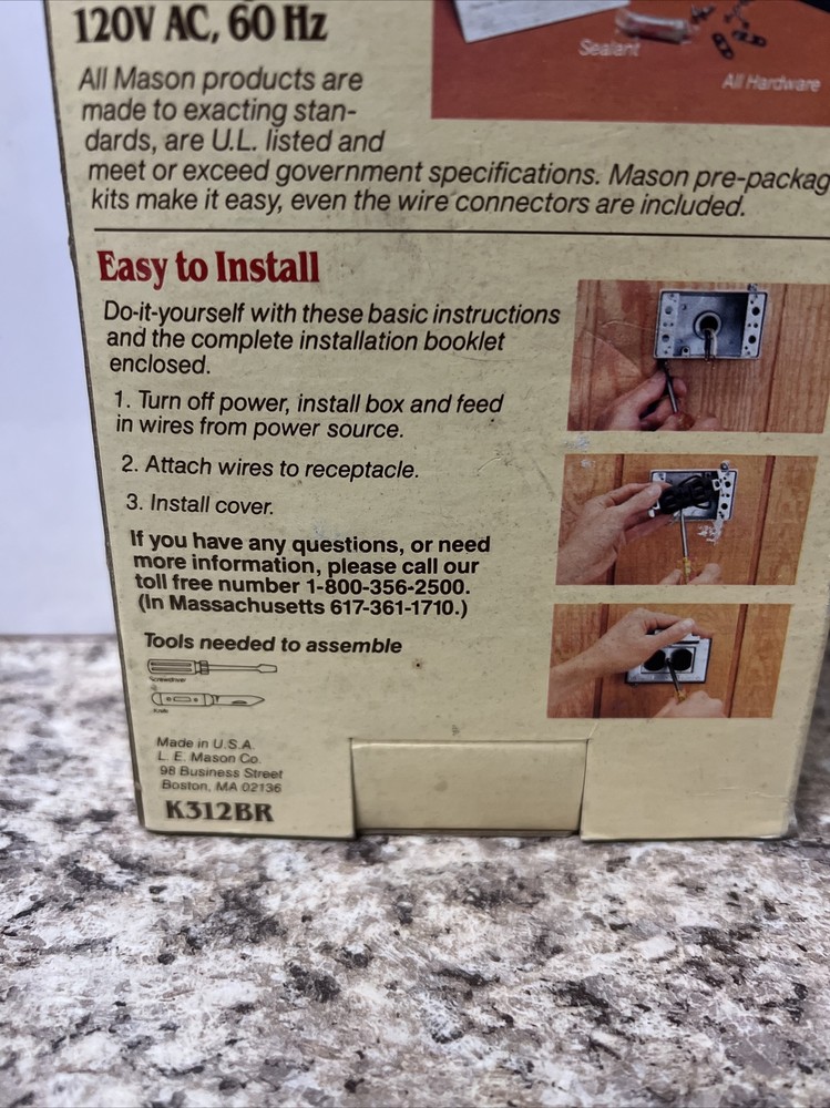 Mason K312BR WeatherTite Double Outlet Kit Rectangular Box 15A 125V