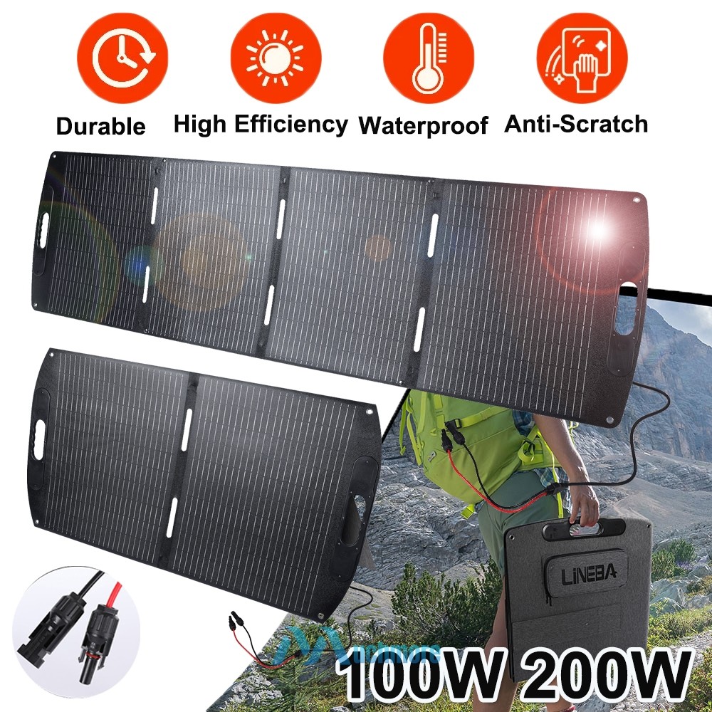 100W 200W Portable Foldable Solar Panel Self-supporting IP68 for Camping RV Boat