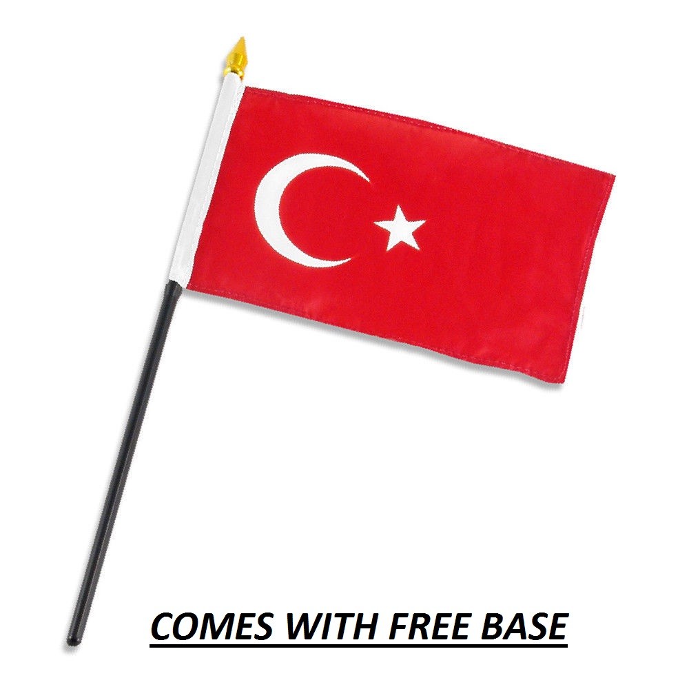 TURKEY  FLAG DESK SET WITH BASE 4x6 INCHES - TABLE STICK FLAG