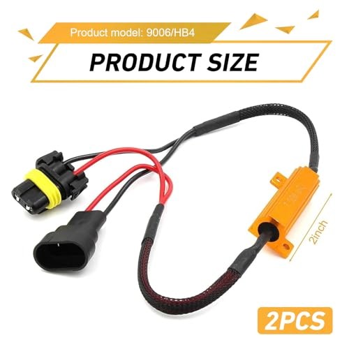 2 PCS 9006/HB4 LED Load Resistor Kit, 50W 6 Ohm Anti-Flicker Error Decoder,