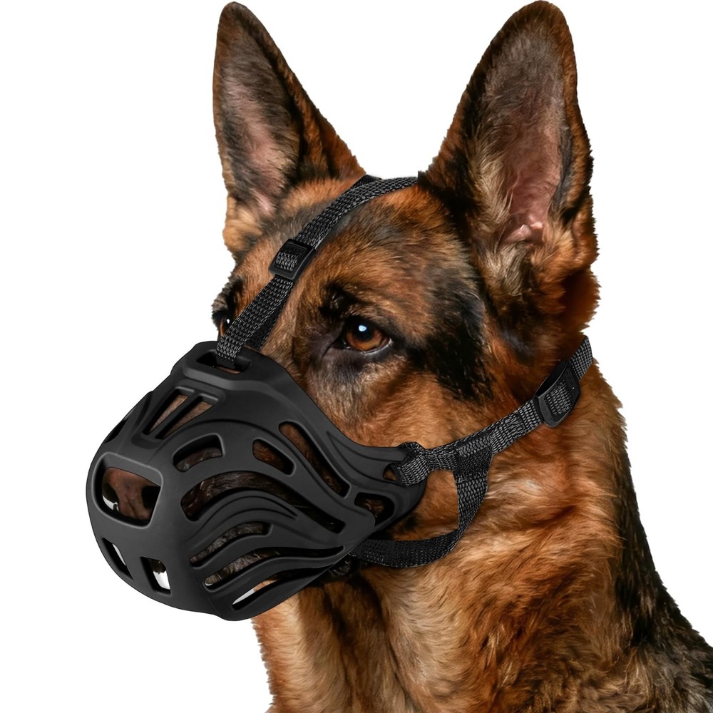 Soft Breathable Dog Muzzle - Adjustable Basket Design for Chewing, Biting & Groo