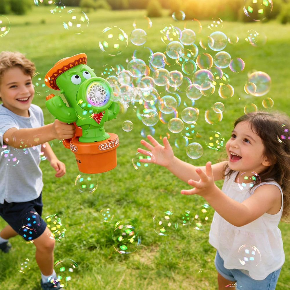 Cactus Bubble Machine for Toddlers, Swing Dance Handheld Rechargeable Bubble Blo